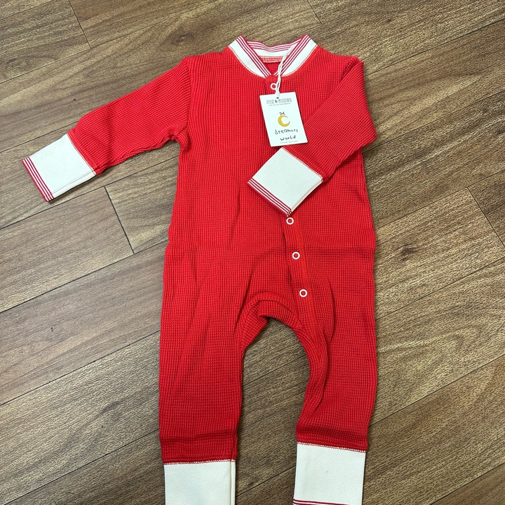 Fin and Vince 6-12 months Red waffle Baby One-Piece nwt